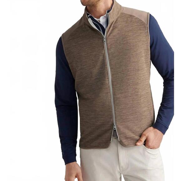 NEW PETER MILLAR vista full-zip vest in poplar brown